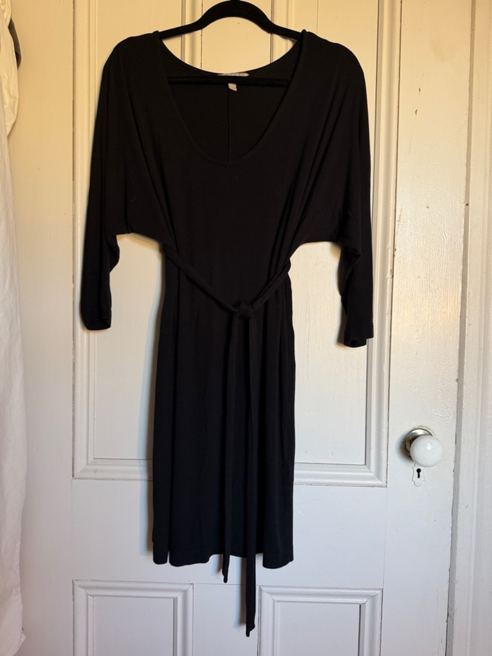 Banana Republic Black Midi Tie-Waist Dress